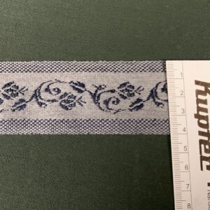Webband grau mit blauem Muster