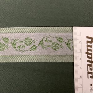 Webband grau mit grünem Muster