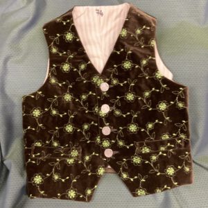 Kinderweste braun mit grüner Stickerei Gr. 74 / 80