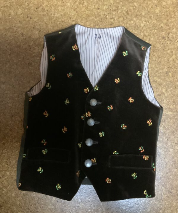 Kinderweste braun Samt bestickt Gr. 74